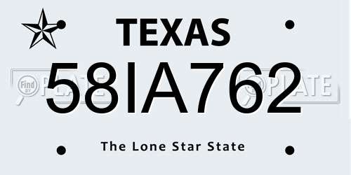 58IA762 Texas License Plate