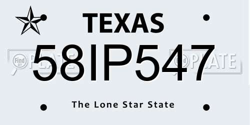 58IP547 Texas License Plate