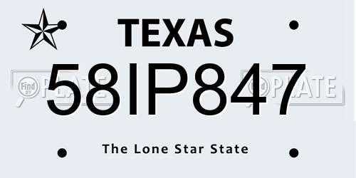 58IP847 Texas License Plate