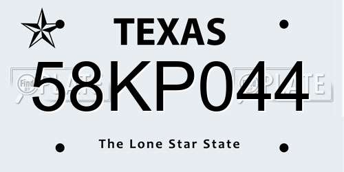 58KP044 Texas License Plate