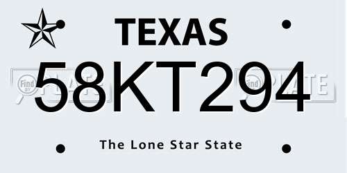 58KT294 Texas License Plate