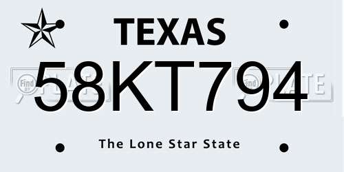 58KT794 Texas License Plate