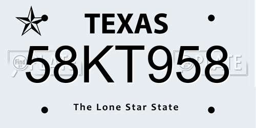 58KT958 Texas License Plate