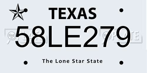 58LE279 Texas License Plate