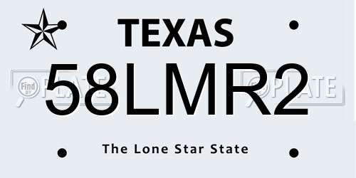 58LMR2 Texas License Plate