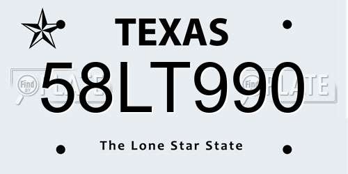 58LT990 Texas License Plate