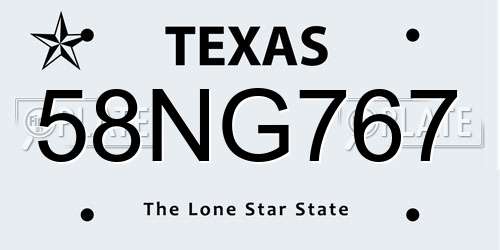 58NG767 Texas License Plate