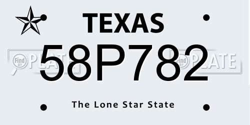 58P782 Texas License Plate