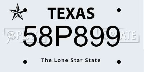 58P899 Texas License Plate
