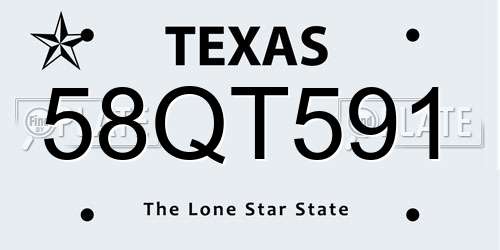 58QT591 Texas License Plate