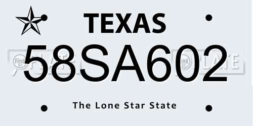 58SA602 Texas License Plate