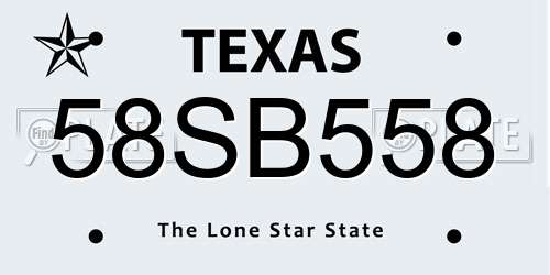 58SB558 Texas License Plate