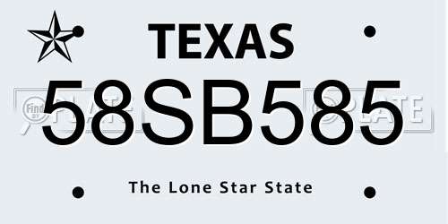 58SB585 Texas License Plate