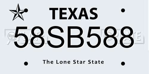 58SB588 Texas License Plate