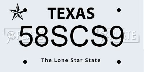 58SCS9 Texas License Plate