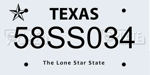 58SS034 Texas License Plate