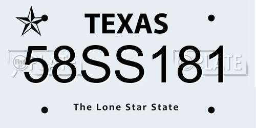 58SS181 Texas License Plate