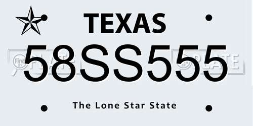 58SS555 Texas License Plate