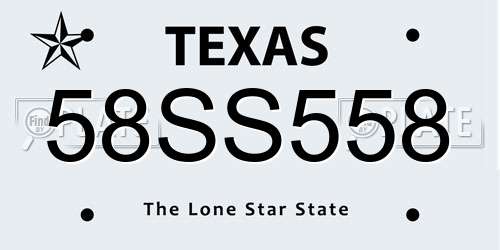 58SS558 Texas License Plate
