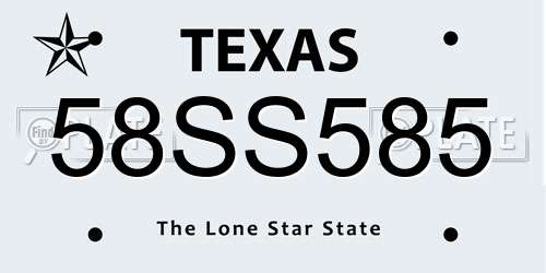 58SS585 Texas License Plate