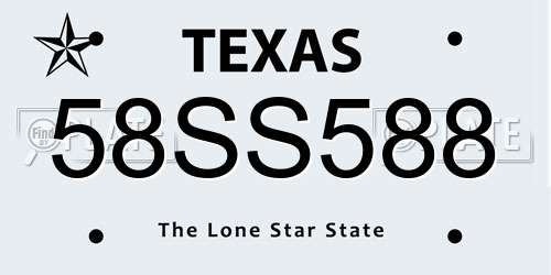 58SS588 Texas License Plate