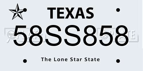 58SS858 Texas License Plate