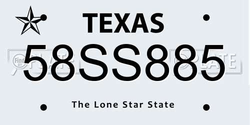 58SS885 Texas License Plate