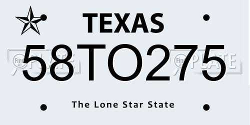 58TO275 Texas License Plate