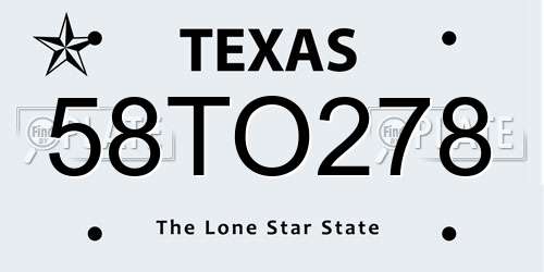 58TO278 Texas License Plate
