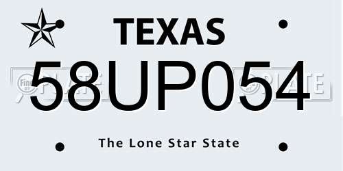 58UP054 Texas License Plate