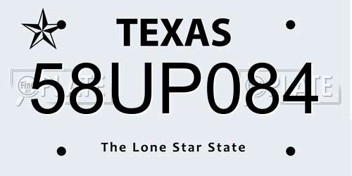 58UP084 Texas License Plate