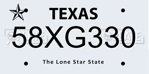 58XG330 Texas License Plate