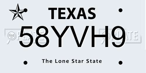 58YVH9 Texas License Plate