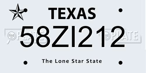 58ZI212 Texas License Plate