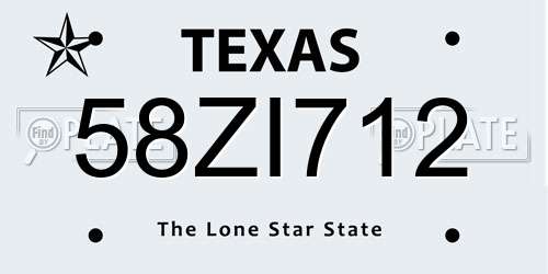 58ZI712 Texas License Plate