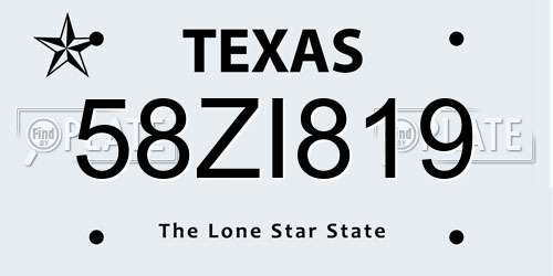 58ZI819 Texas License Plate