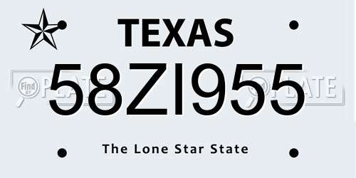 58ZI955 Texas License Plate