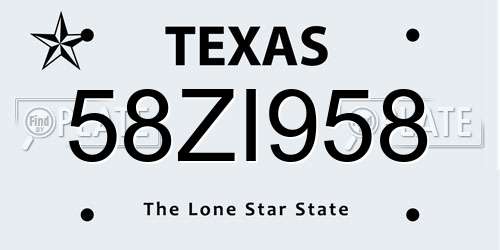 58ZI958 Texas License Plate