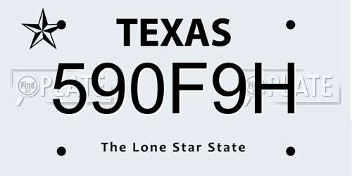 590F9H Texas License Plate
