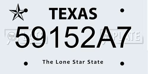 59152A7 Texas License Plate