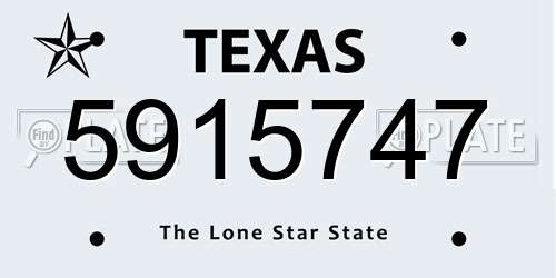 5915747 Texas License Plate