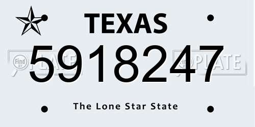 5918247 Texas License Plate