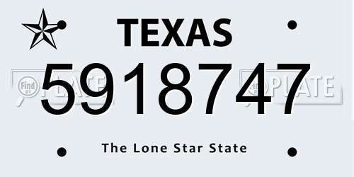 5918747 Texas License Plate