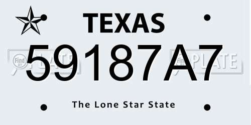 59187A7 Texas License Plate