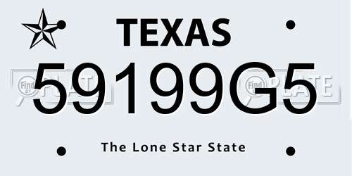 59199G5 Texas License Plate