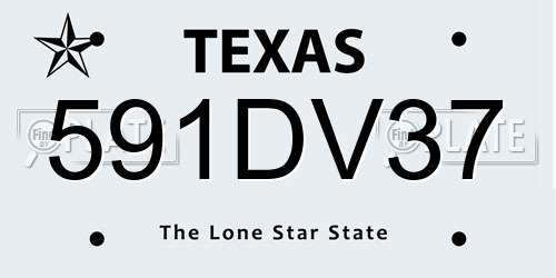 591DV37 Texas License Plate