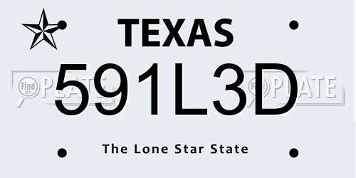 591L3D Texas License Plate