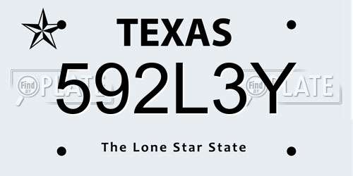 592L3Y Texas License Plate