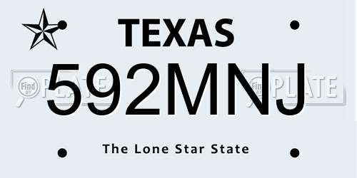 592MNJ Texas License Plate