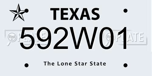 592W01 Texas License Plate